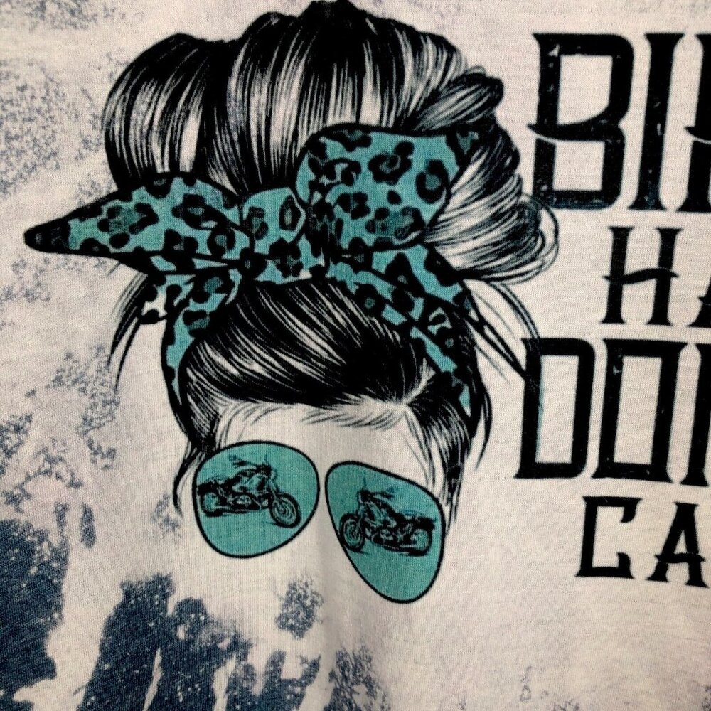 Women’s Biker Shirt Bike Hair Don’t Care Funny T Shirt Size Extra Large Tee - Picture 4 of 9